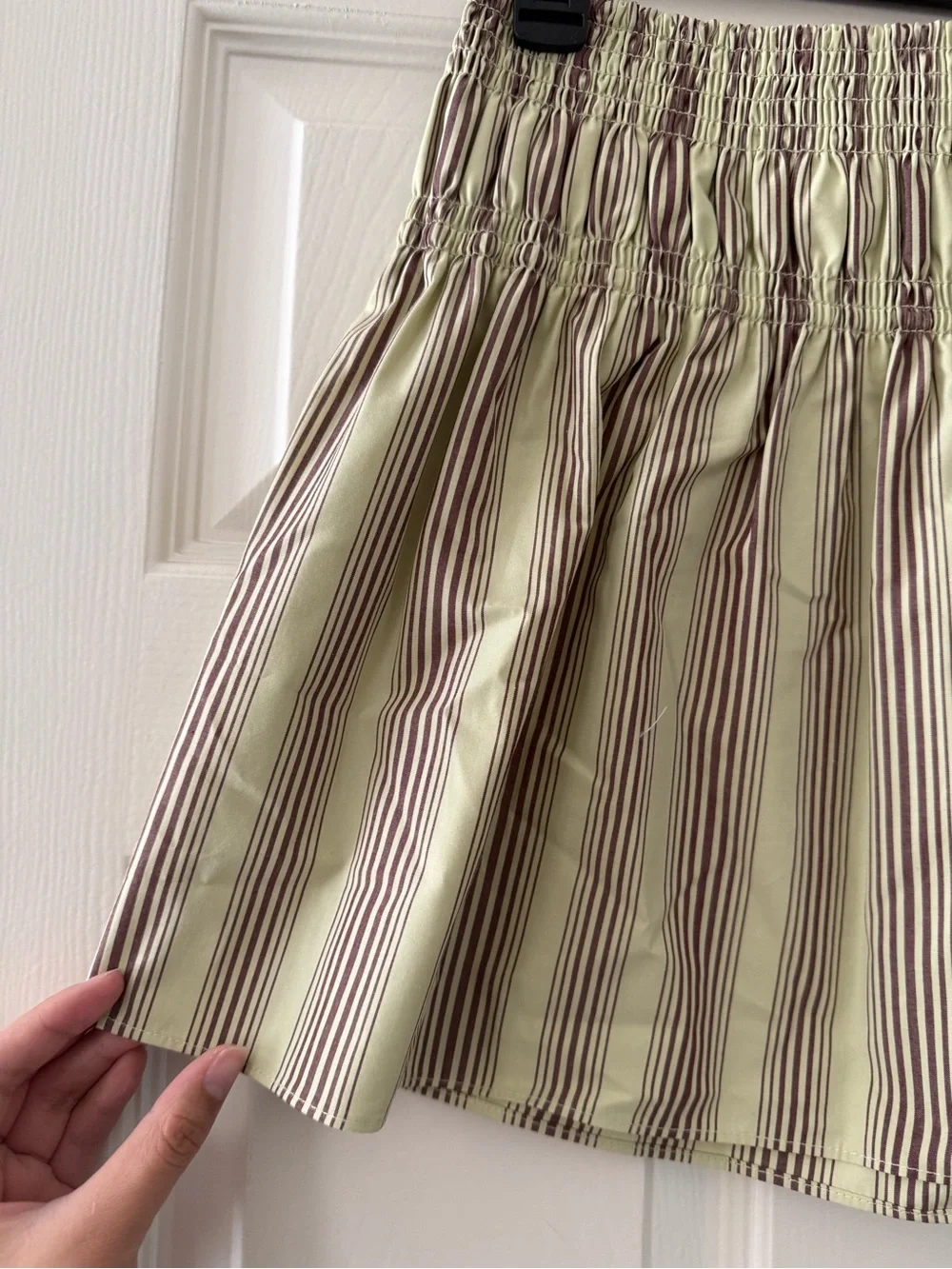 BNWT Zara Brown & Green Mint Chocolate Striped Mini Skirt
